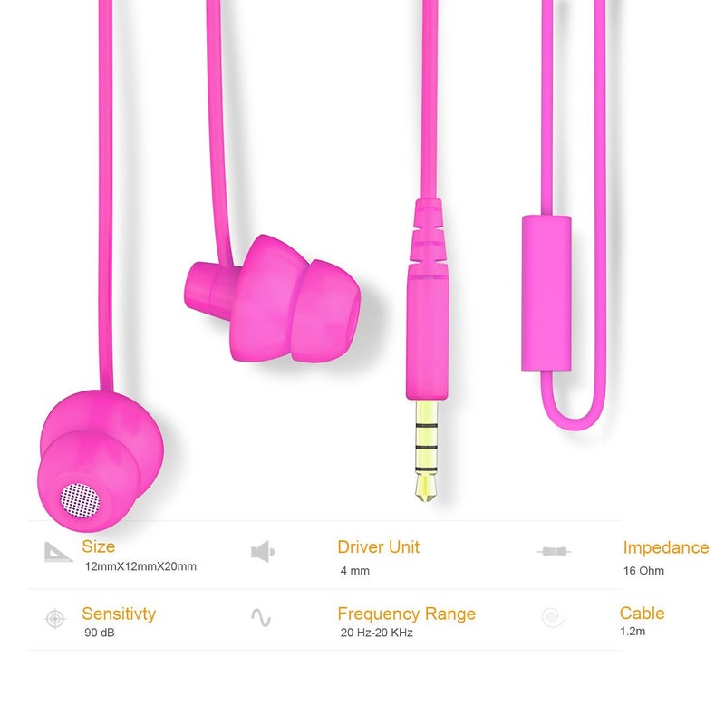 MAXROCK (TM Super Mini Total Soft Silicon Earbuds Headphones with Mic Music Sleep Choice for Cellphones Ipad Tablet Mp3 Laptop and Most 3.5mm Audio Player (Pink) - Image 3